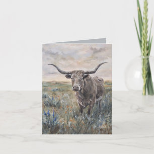 "Longhorn" hand painted Card