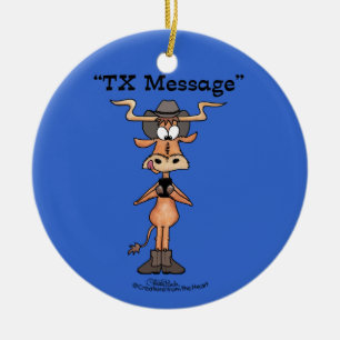 Longhorn’s TX Message for Christmas Ceramic Tree Decoration