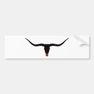 Longhorn Skull Black and Red Bumper Sticker