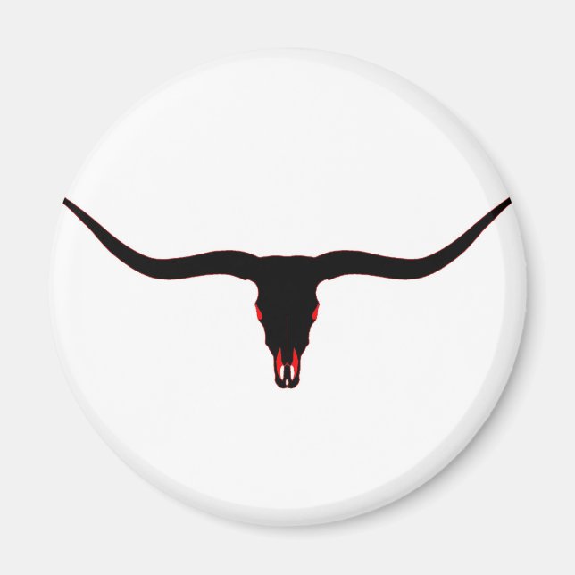 Longhorn Skull Black and Red Magnet (Front)
