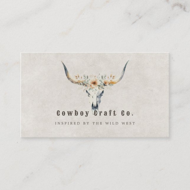 Longhorn skull western business card (Front)