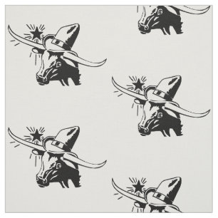 Longhorn Steer Head With Cowboy Black Fabric