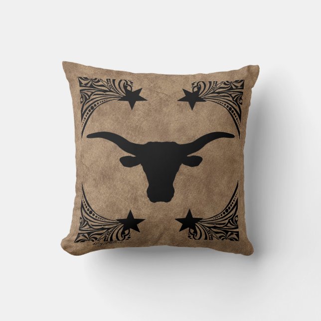 Longhorn Steer Silhouette Cushion (Front)