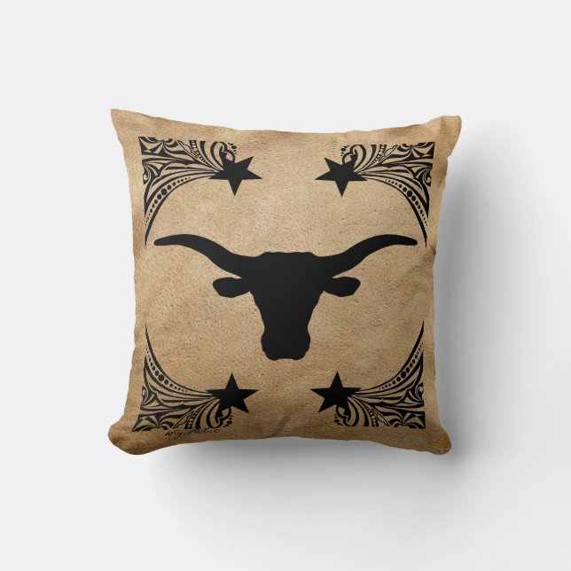 Longhorn Steer Silhouette Cushion (Front)