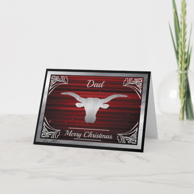 Longhorn Steer Silhouette Holiday Card (Front)