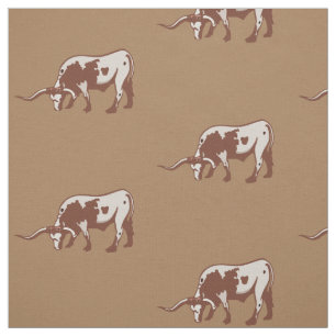 Longhorn Steer Western Print Fabric