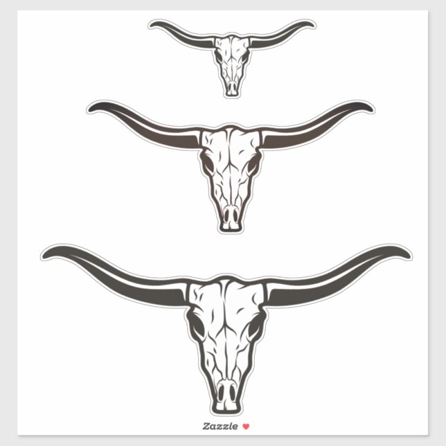 Longhorn triple stack skull stickers (Sheet)