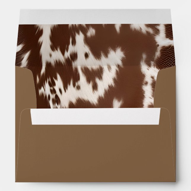 Longhorn Western Cowhide Wedding Invite Envelope (Back (Bottom))