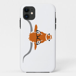 Longhorn with Hipster Glasses iPhone 11 Case
