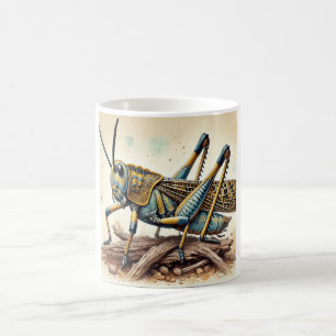 Longhorned Katydid 141024IREF241 - Watercolor Coffee Mug