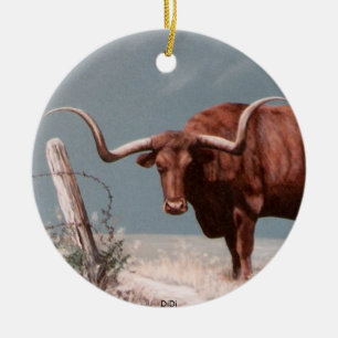 LONGHORNS by DiDi Ceramic Tree Decoration