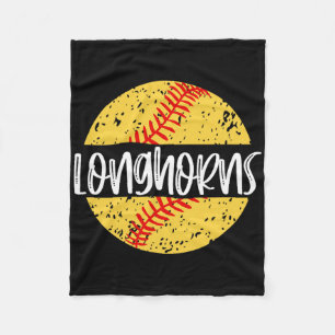 Longhorns Softll Team Mascot School Spirit Game Da Fleece Blanket
