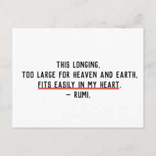 Longing inn My Heart Rumi Quote Postcard