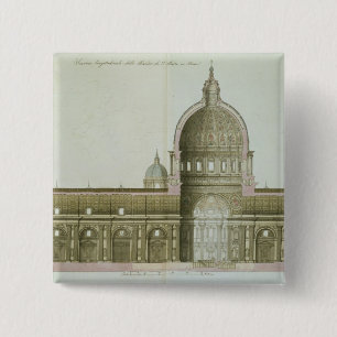 Longitudinal Cross-Section of St. Peter's in Rome, 15 Cm Square Badge