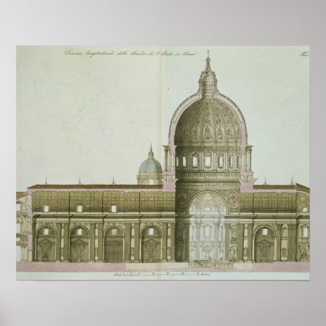 Longitudinal Cross-Section of St. Peter's in Rome, Poster (Front)