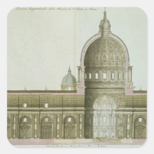 Longitudinal Cross-Section of St. Peter's in Rome, Square Sticker