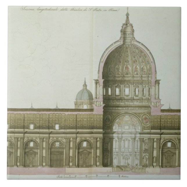 Longitudinal Cross-Section of St. Peter's in Rome, Tile (Front)