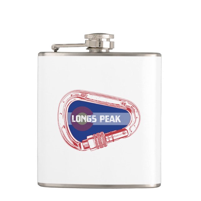 Longs Peak Climbing Carabiner Hip Flask (Front)