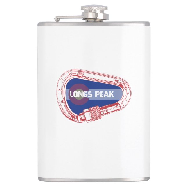 Longs Peak Climbing Carabiner Hip Flask (Front)