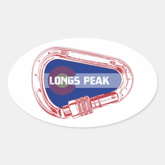 Longs Peak Climbing Carabiner Oval Sticker (Front)