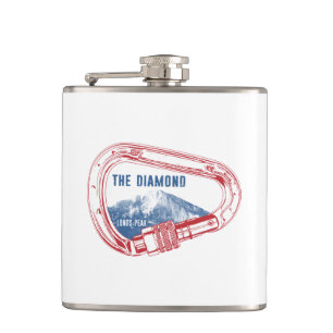 Longs Peak Diamond Rock Climbing Carabiner Hip Flask