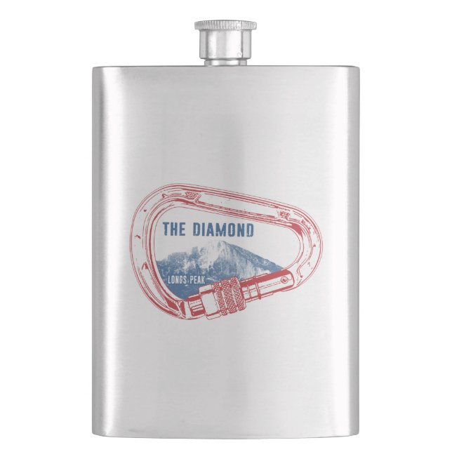 Longs Peak Diamond Rock Climbing Carabiner Hip Flask (Front)