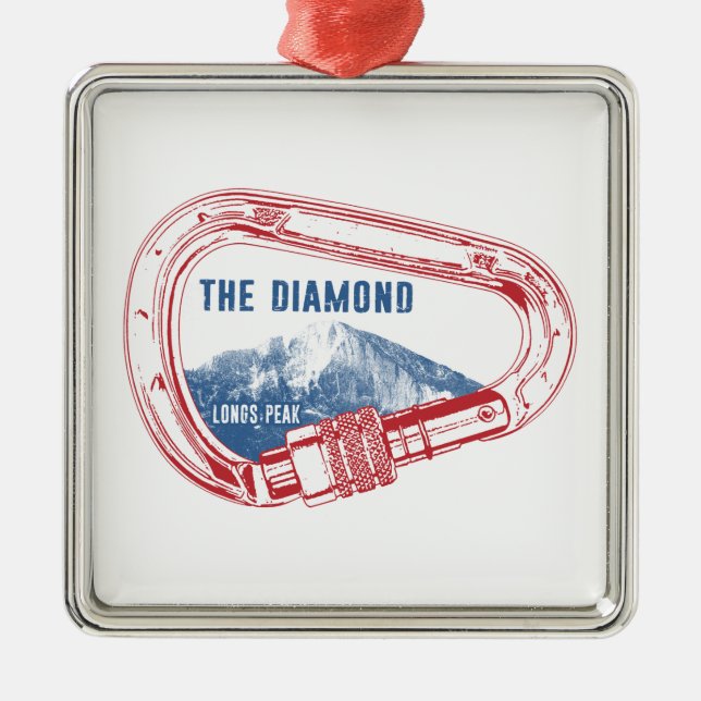 Longs Peak Diamond Rock Climbing Carabiner Metal Tree Decoration (Front)