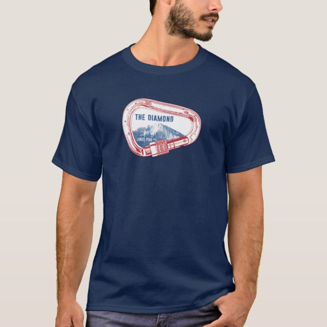 Longs Peak Diamond Rock Climbing Carabiner T-Shirt (Front)