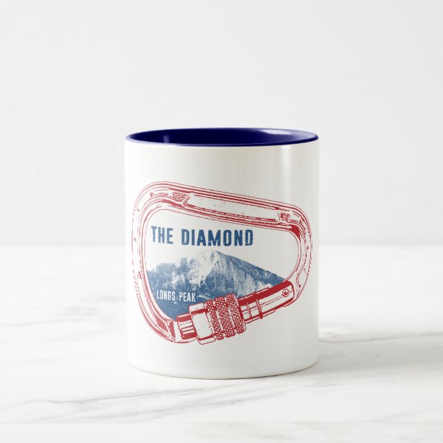 Longs Peak Diamond Rock Climbing Carabiner Two-Tone Coffee Mug (Center)