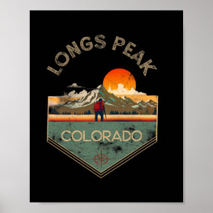 Longs Peak Retro Vintage Hiking Apparel Longs Peak Poster