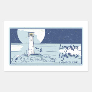 Longships lighthouse lands end rectangular sticker