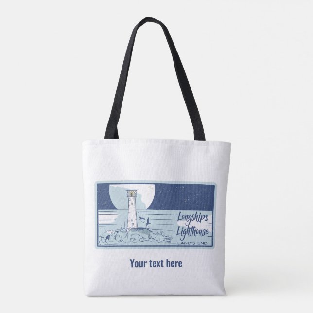 Longships lighthouse lands end tote bag (Back)