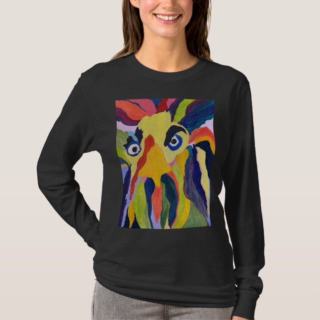 Longsleeve Black Tee Shirt with Maurice (yellow) (Front)