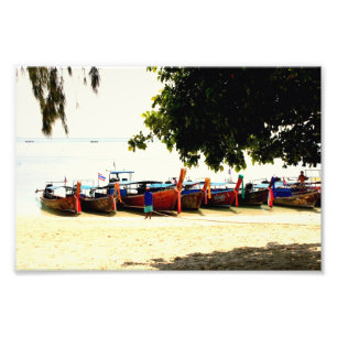 Longtail Boats on Hong Island, Thailand Print