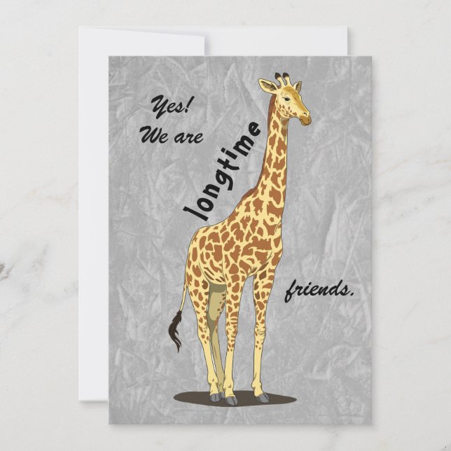 Longtime friends - with Giraffe image Holiday Card (Front)