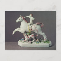 Longton Hall figure of Cupid riding a horse