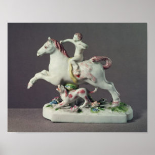 Longton Hall figure of Cupid riding a horse Poster