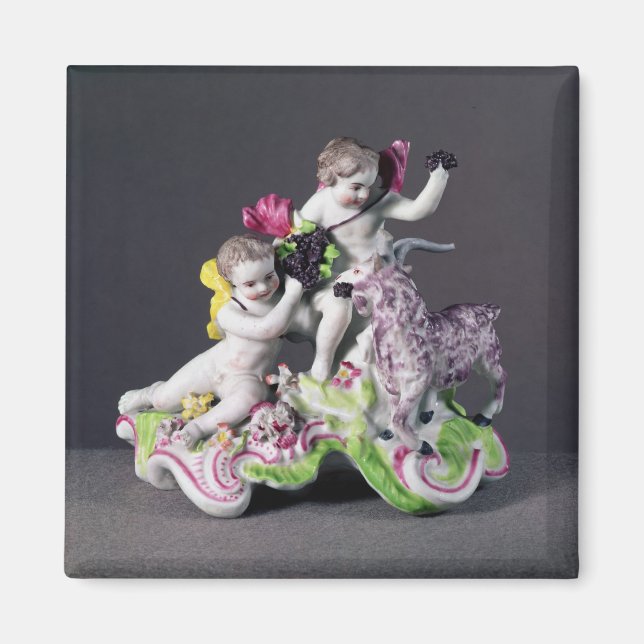 Longton Hall group, two putti with goat, c.1755 Magnet (Front)