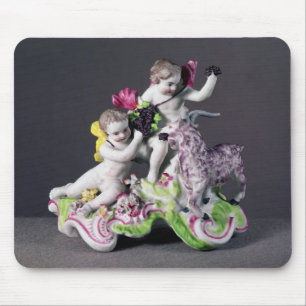 Longton Hall group, two putti with goat, c.1755 Mouse Mat