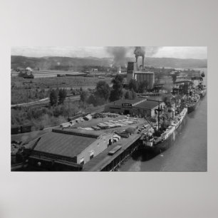 Longview, WA - Port View from Air Poster