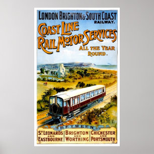 Lonodon, Brighton and South Coast railway, vintage Poster