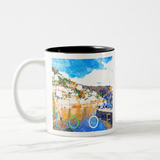 Looe - Cornwall UK Two-Tone Coffee Mug (Left)