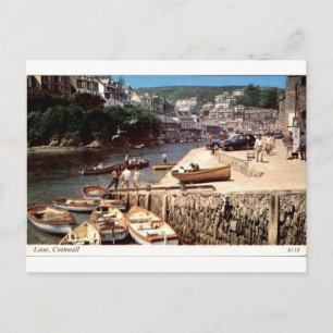 Looe Cornwall Vintage Harbour Boats View Postcard
