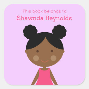 Look-Alike Black Girl Bookplates  Square Sticker