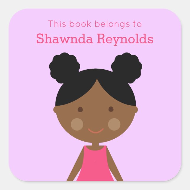 Look-Alike Black Girl Bookplates  Square Sticker (Front)
