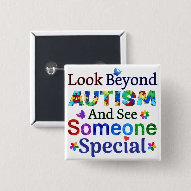 Look Beyond AUTISM 15 Cm Square Badge (Front & Back)