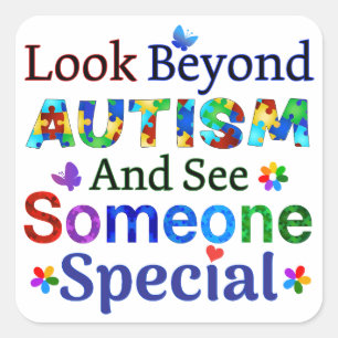 Look Beyond AUTISM Square Sticker