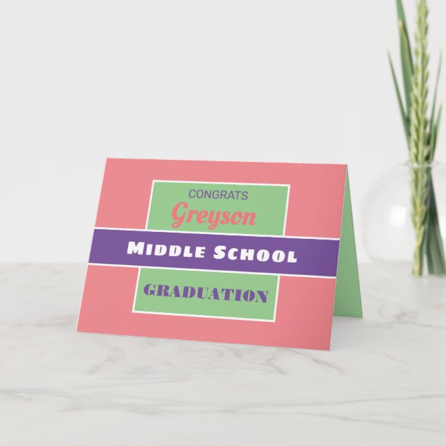 Look! Custom Middle school graduation card! Card (Front)
