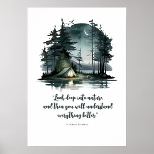 Look Deep Into Nature - Night Camping Scene Poster