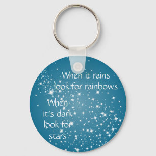Look for Stars When Dark Quote Inspirational Key Ring